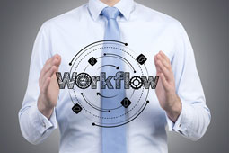 Workflow Automation Software man holding workflow icon